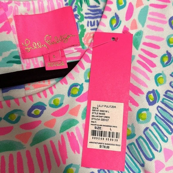 NWT Lilly Pulitzer Gellar Shift Dress Multi Private Island Engineered Size M & L - Picture 3 of 4